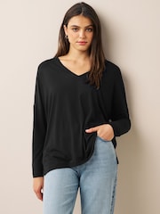 Black Long Sleeve Tunic Top - Image 1 of 5