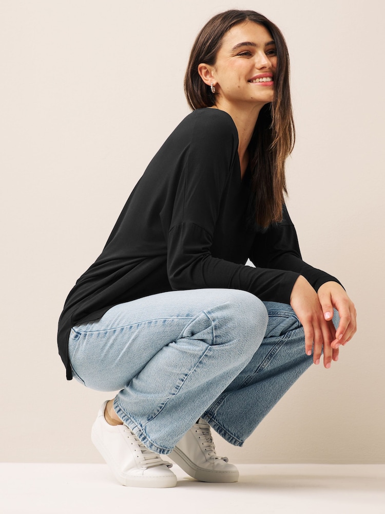 Black Long Sleeve Tunic Top - Image 2 of 5