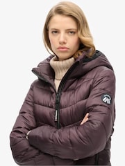 Superdry Smoky Aubergine Purple Hooded Fuji Quilt Padded Jacket - Image 2 of 9