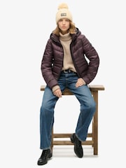 Superdry Smoky Aubergine Purple Hooded Fuji Quilt Padded Jacket - Image 3 of 9