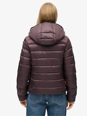Superdry Smoky Aubergine Purple Hooded Fuji Quilt Padded Jacket - Image 4 of 9
