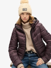 Superdry Smoky Aubergine Purple Hooded Fuji Quilt Padded Jacket - Image 6 of 9