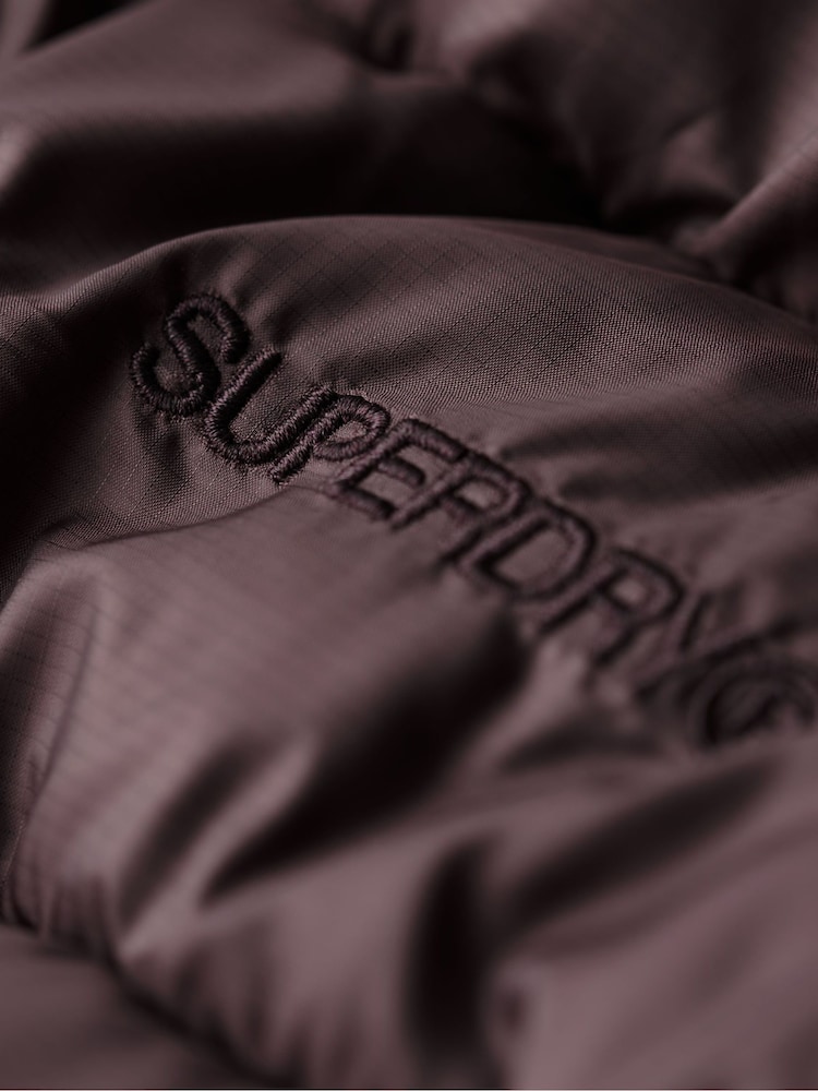 Superdry Smoky Aubergine Purple Hooded Fuji Quilt Padded Jacket - Image 9 of 9