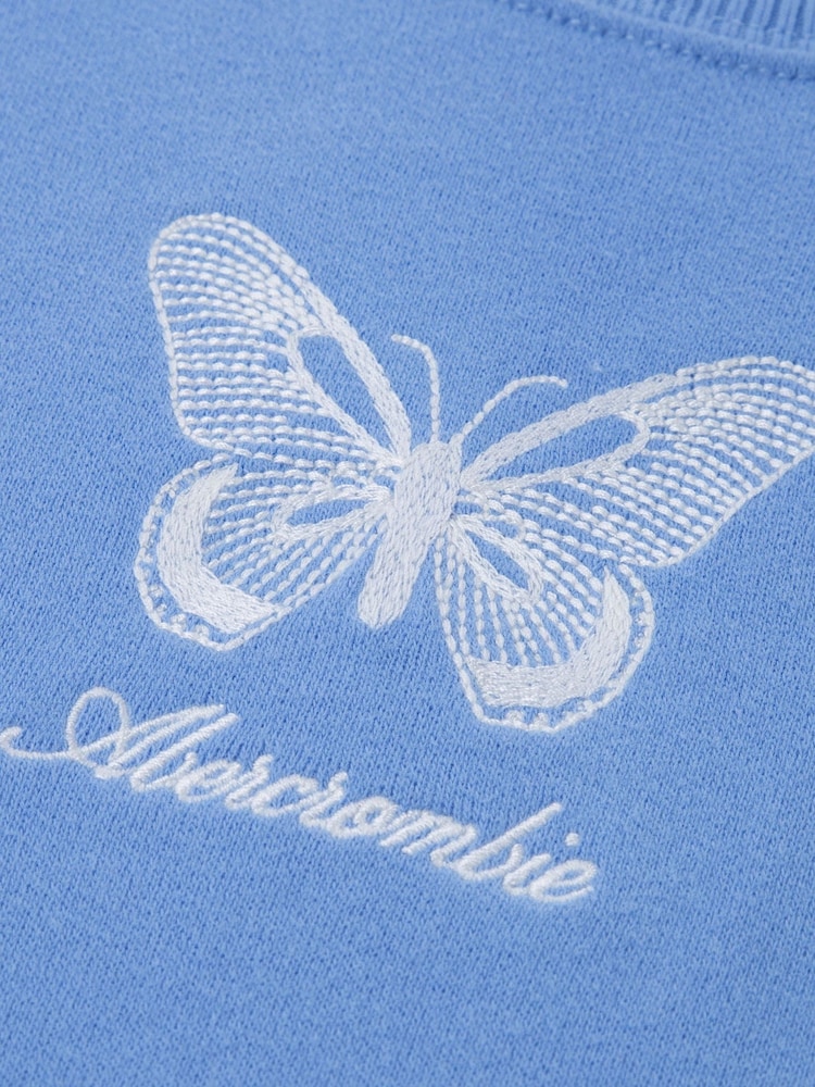 Abercrombie & Fitch Blue Butterfly Crew Neck Sweatshirt - Image 4 of 4 Abercrombie & Fitch Blue Butterfly Crew Neck Sweatshirt - Image 4 of 4