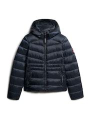 Superdry Eclipse Navy Hooded Fuji Quilt Padded Jacket - Image 4 of 6