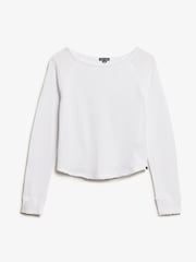 Optisch-Weiss - Superdry Langarm-Oberteil aus 100 % French-Terry-Baumwolle - Bild 3 von 4