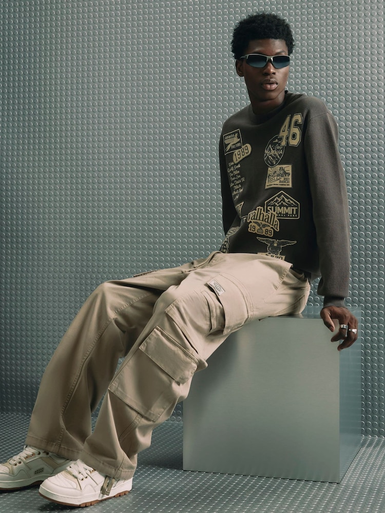 لون طبيعي - بنطلون كارغو فضفاض من River Island - صورة 2 من 4