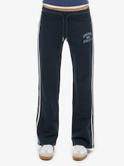 Superdry Eclipse Navy Athletic Stripe Flare 100% Cotton Joggers - Image 4 of 8