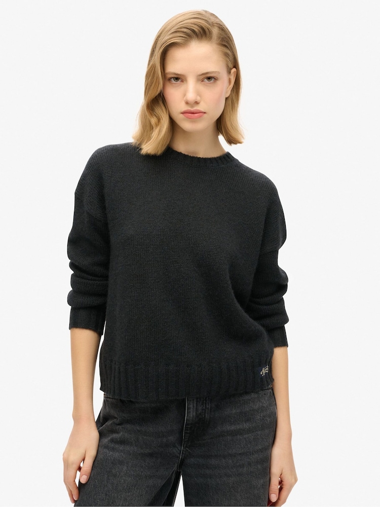 Superdry Truest Navy Essential Crew Neck Jumper - Image 1 of 6 Superdry Truest Navy Essential Crew Neck Jumper - Image 1 of 6
