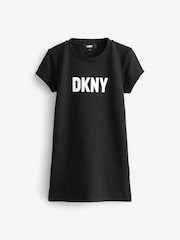 Черное двухслойное платье с логотипом DKNY - Image 2 of 3
