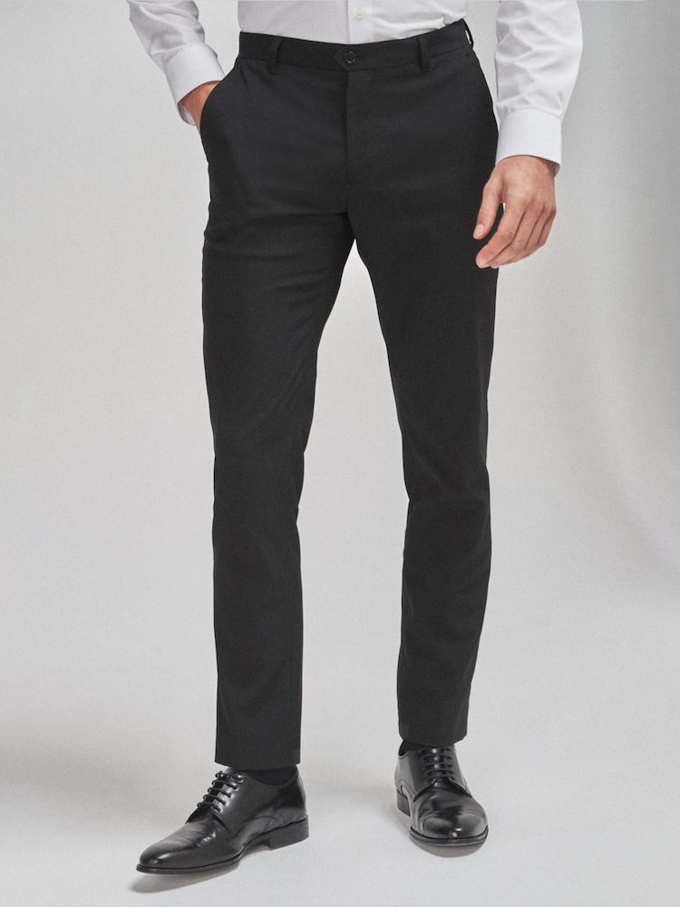 Black Slim Tapered Fit Stretch Smart Trousers - Image 1 of 5