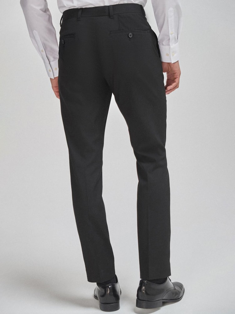 Black Slim Tapered Fit Stretch Smart Trousers - Image 2 of 5