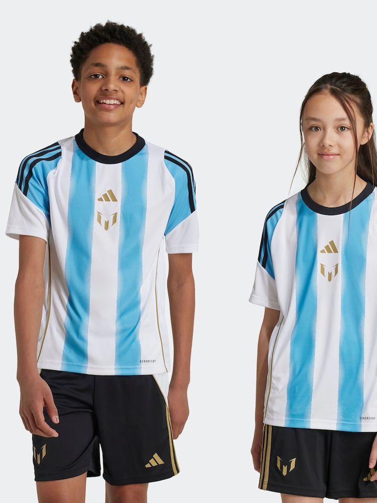 adidas Blue/White Messi Shirt - Image 1 of 9