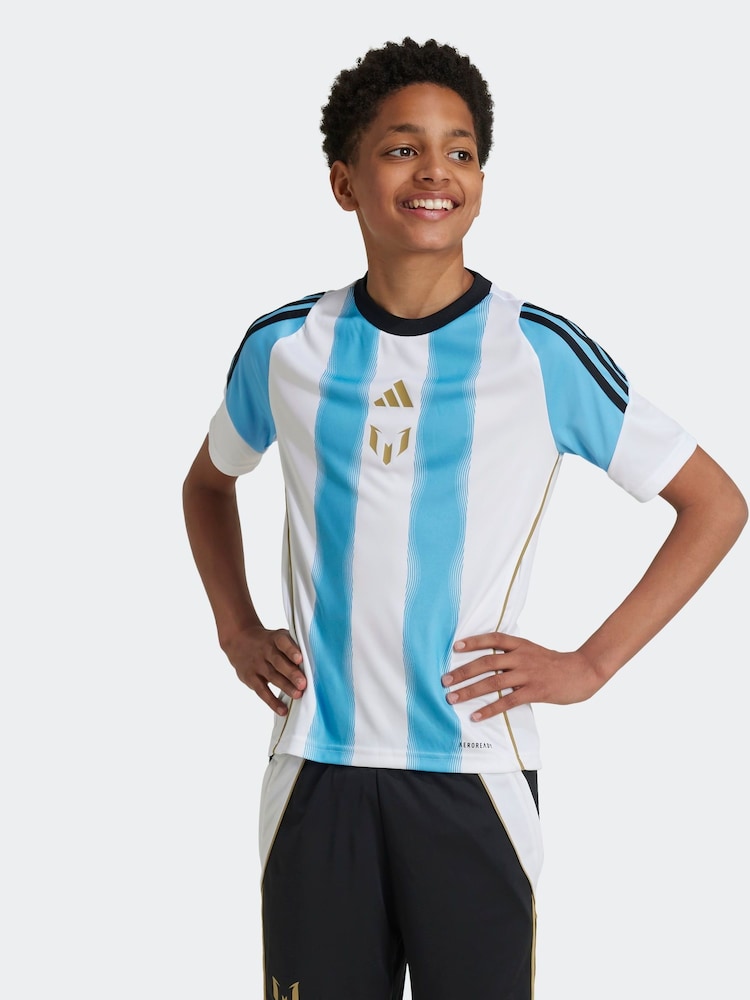 adidas Blue/White Messi Shirt - Image 3 of 9