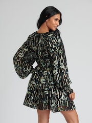 Finding Friday Black Metallic Long Sleeve Short Dress - Image 2 of 6