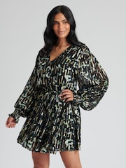 Finding Friday Black Metallic Long Sleeve Short Dress - Image 3 of 6