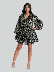 Finding Friday Black Metallic Long Sleeve Short Dress - Image 4 of 6