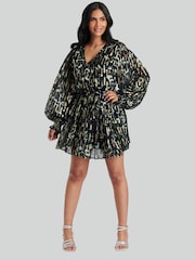 Finding Friday Black Metallic Long Sleeve Short Dress - Image 5 of 6