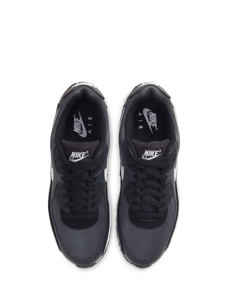 Nike Black/White Air Max 90 Trainers - Image 9 of 10