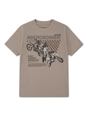 Abercrombie & Fitch Cream World Champion Bike T-Shirt - Image 1 of 3