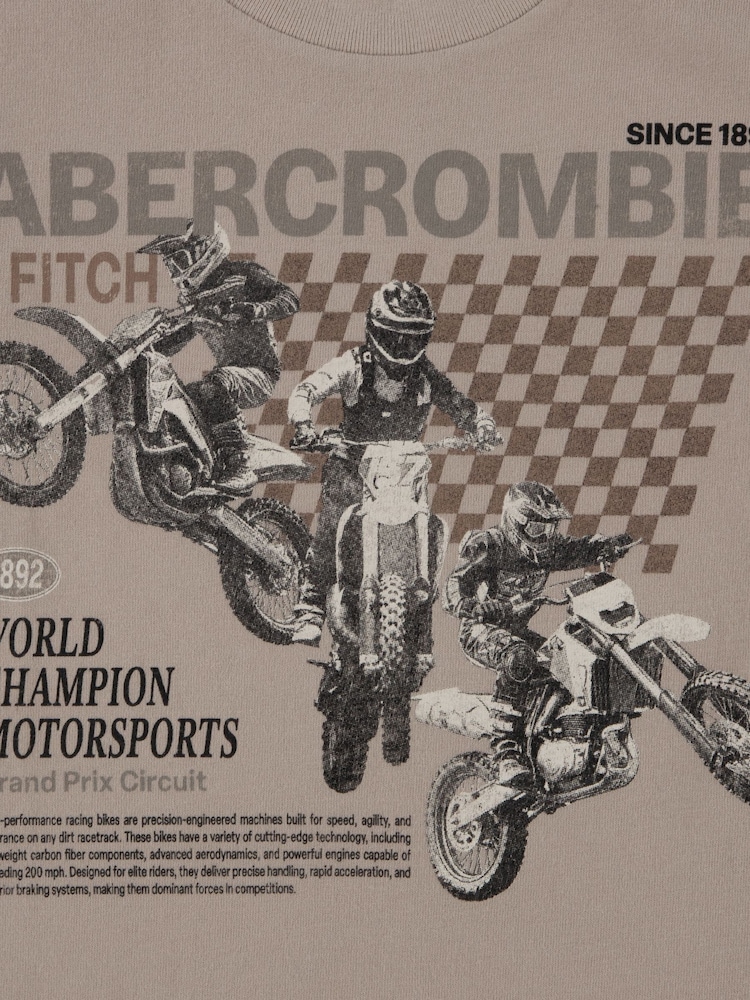 Abercrombie & Fitch Cream World Champion Bike T-Shirt - Image 3 of 3 Abercrombie & Fitch Cream World Champion Bike T-Shirt - Image 3 of 3