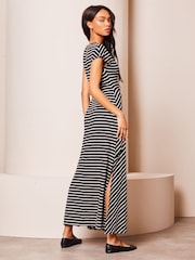 Schwarz - Lipsy, kurzärmeliges Maxikleid mit Bindeband an der Seite - Bild 2 von 4