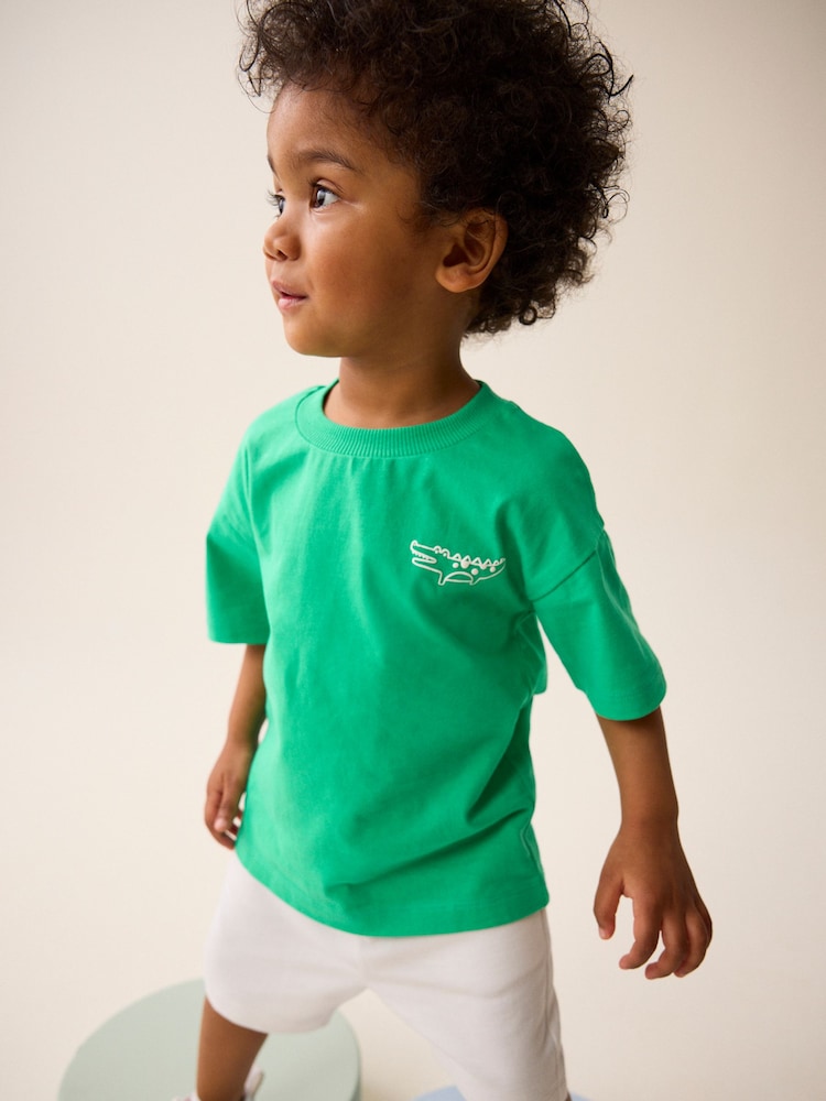 Jade Green Simple 100% Cotton Short Sleeve T-Shirt (3mths-7yrs) - Image 1 of 6