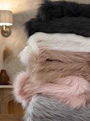 Grey Long Faux Fur Throw - Image 1 of 3
