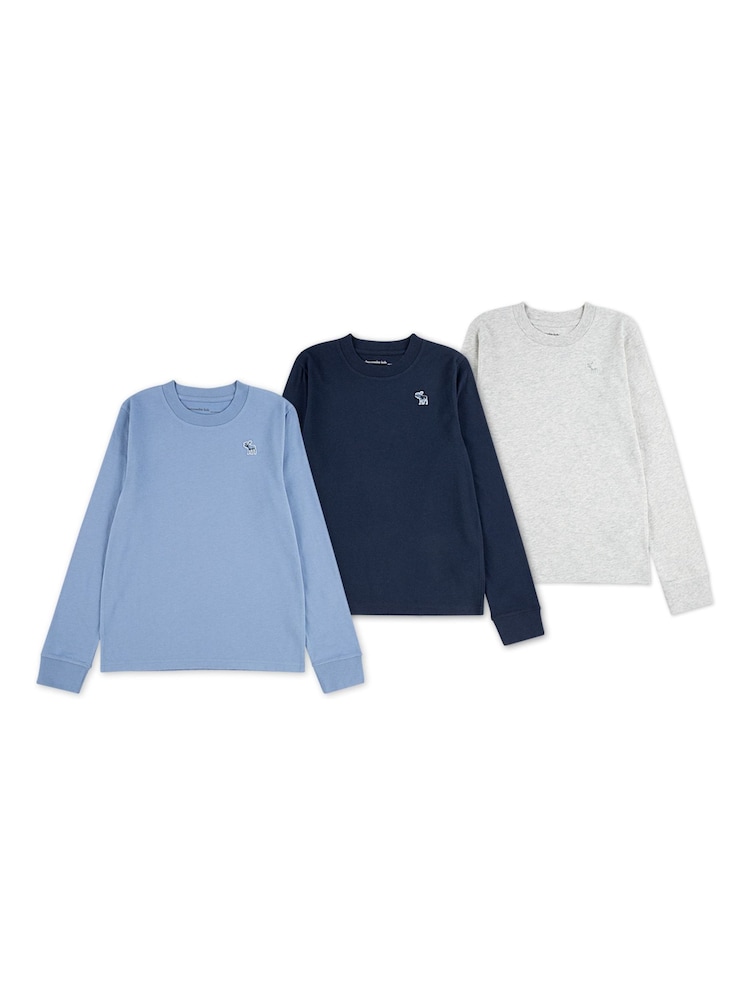 Blau/Grau/Marineblau - Abercrombie & Fitch Long Sleeve T-Shirts 3 Pack - Bild 1 von 7 Blau/Grau/Marineblau - Abercrombie & Fitch Long Sleeve T-Shirts 3 Pack - Bild 1 von 7