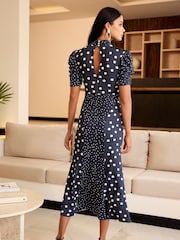 Tupfen, Weiß - Lipsy Kurzärmeliges Midikleid mit geraffter Taille - Bild 4 von 4