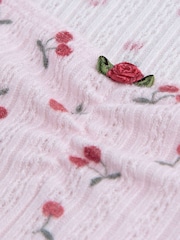 Abercrombie & Fitch Pink Rosette Pointelle T-Shirt - Image 8 of 9