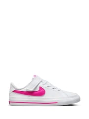 Nike White/Pink Junior Court Legacy Trainers - Image 1 of 9