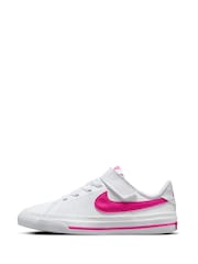 Nike White/Pink Junior Court Legacy Trainers - Image 2 of 9