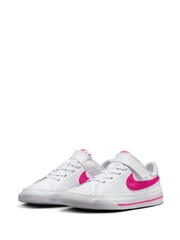 Nike White/Pink Junior Court Legacy Trainers - Image 3 of 9