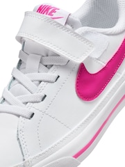 Nike White/Pink Junior Court Legacy Trainers - Image 8 of 9