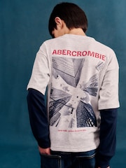 Abercrombie & Fitch Grey Graphic 2-Fer T-Shirt - Image 1 of 4