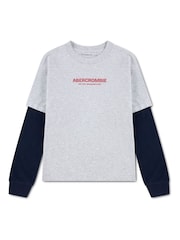 Abercrombie & Fitch Grey Graphic 2-Fer T-Shirt - Image 2 of 4