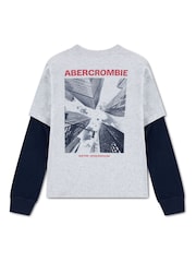 Abercrombie & Fitch Grey Graphic 2-Fer T-Shirt - Image 3 of 4