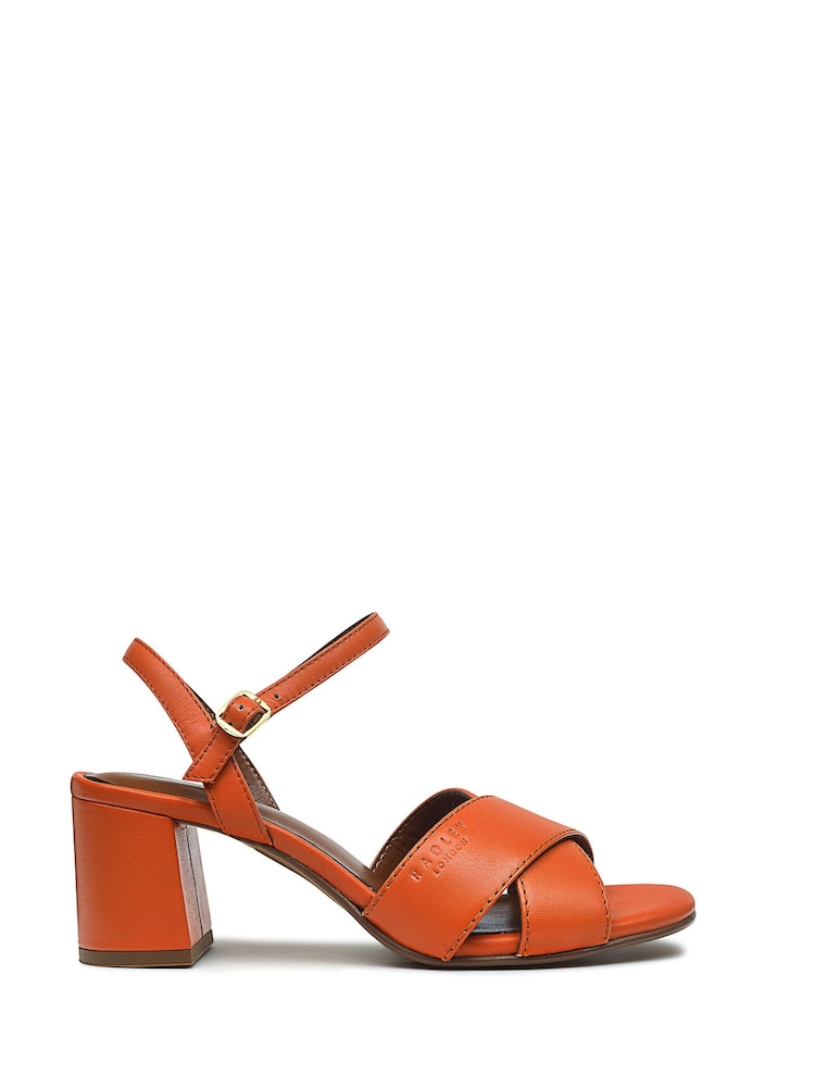 Radley London Orange Cherry Garden Pier Crossover Block Heeled Sandals - Image 1 of 3