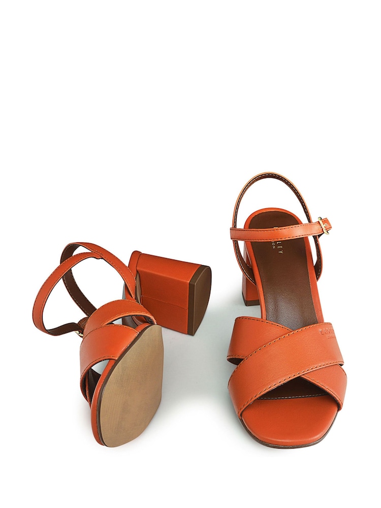 Radley London Orange Cherry Garden Pier Crossover Block Heeled Sandals - Image 2 of 3