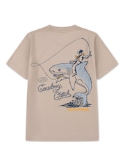 Abercrombie & Fitch Cream Cowboy On Shark T-Shirt - Image 2 of 3
