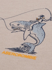 Abercrombie & Fitch Cream Cowboy On Shark T-Shirt - Image 3 of 3