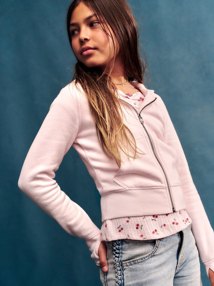 Abercrombie & Fitch Pink Graphic Full Zip Hoodie - Image 1 of 7
