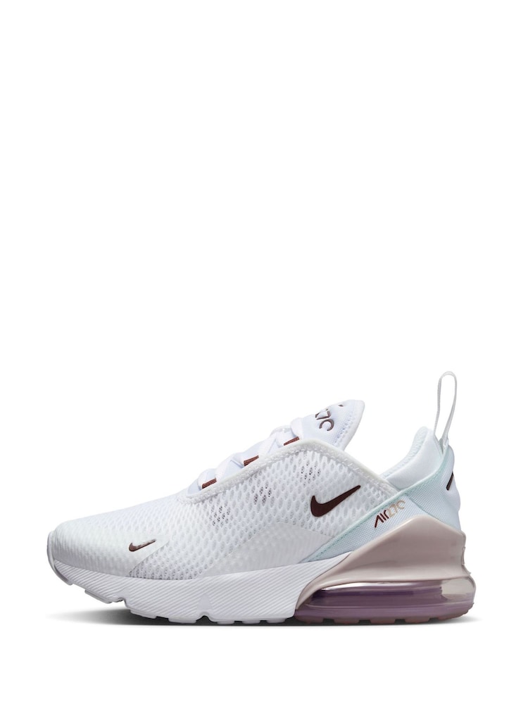 Nike White/Pink Air Max 270 Junior Trainers - Image 6 of 10