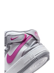 Nike Grey/White Youth Air Force 1 Mid EasyOn Trainers - Image 12 of 13
