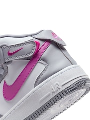 Nike Grey/White Youth Air Force 1 Mid EasyOn Trainers - Image 13 of 13