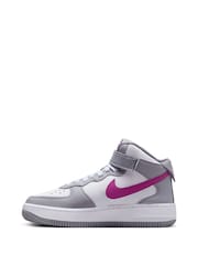 Nike Grey/White Youth Air Force 1 Mid EasyOn Trainers - Image 4 of 13
