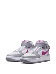 Nike Grey/White Youth Air Force 1 Mid EasyOn Trainers - Image 5 of 13