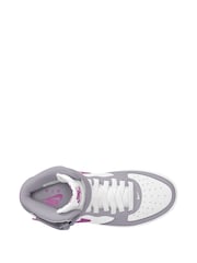 Nike Grey/White Youth Air Force 1 Mid EasyOn Trainers - Image 7 of 13