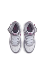 Nike Grey/White Youth Air Force 1 Mid EasyOn Trainers - Image 8 of 13